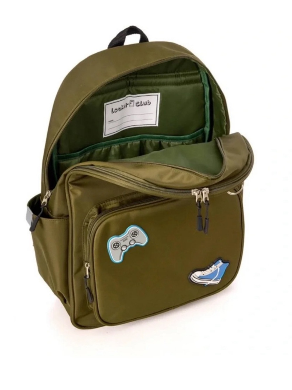 NWT Locker Club Kids 16L Nylon Backpack Green w/ Headphone Pencil Pouch - Picture 4 of 14